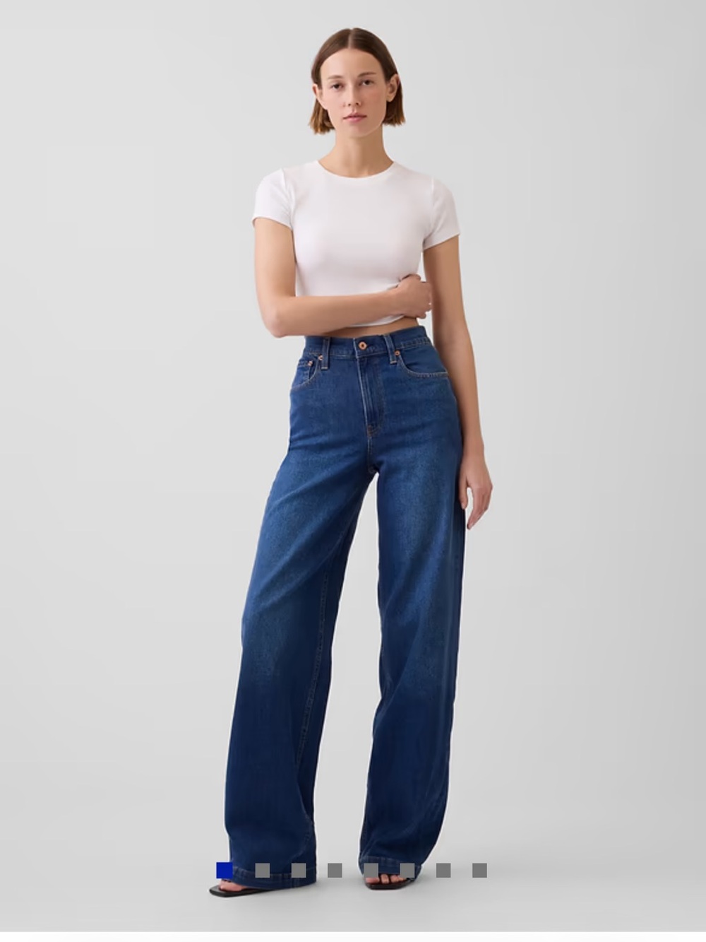Gap Women's High Rise Stride Wide-Leg Jeans Dark Wash Size 4P/27